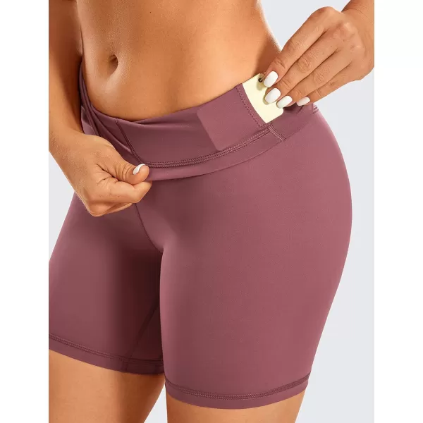 CRZ YOGA Womens Naked Feeling Biker Shorts 3 4 6 8 10  High Waisted Yoga Workout Gym Running Shorts Spandex6 inches Sepia