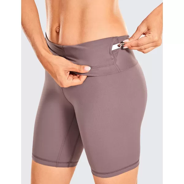 CRZ YOGA Womens Naked Feeling Biker Shorts 3 4 6 8 10  High Waisted Yoga Workout Gym Running Shorts Spandex8 inches Mauve