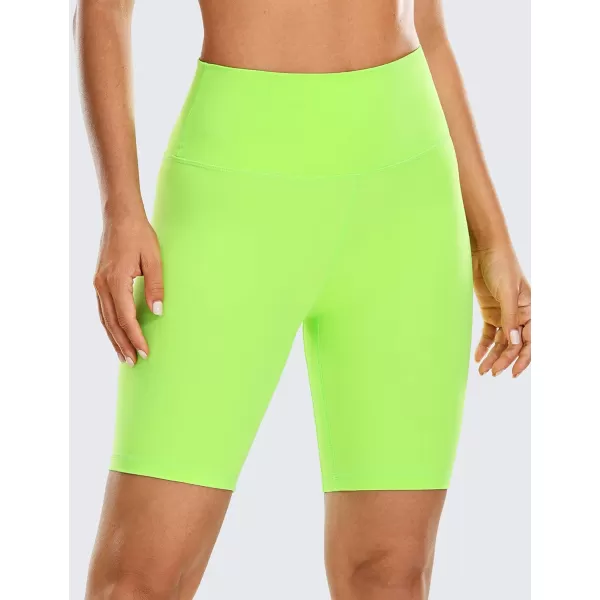 CRZ YOGA Womens Naked Feeling Biker Shorts 3 4 6 8 10  High Waisted Yoga Workout Gym Running Shorts Spandex8 inches Neon Electronic Fluorescent