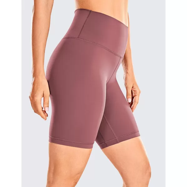 CRZ YOGA Womens Naked Feeling Biker Shorts 3 4 6 8 10  High Waisted Yoga Workout Gym Running Shorts Spandex8 inches Sepia