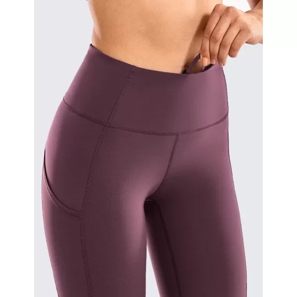 CRZ YOGA Womens Naked Feeling Light Running Leggings 28 Inches  High Waisted Compression Workout Pants with PocketsArctic Plum