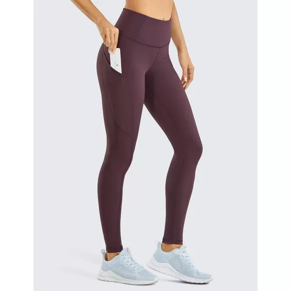 CRZ YOGA Womens Naked Feeling Light Running Leggings 28 Inches  High Waisted Compression Workout Pants with PocketsArctic Plum