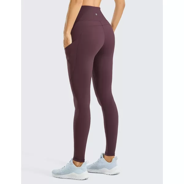 CRZ YOGA Womens Naked Feeling Light Running Leggings 28 Inches  High Waisted Compression Workout Pants with PocketsArctic Plum