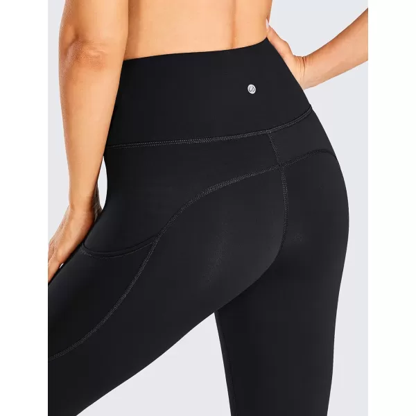 CRZ YOGA Womens Naked Feeling Light Running Leggings 28 Inches  High Waisted Compression Workout Pants with PocketsBlack