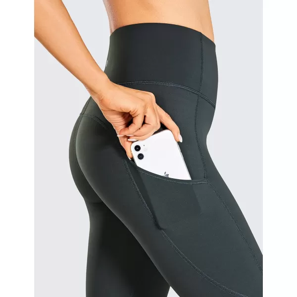 CRZ YOGA Womens Naked Feeling Light Running Leggings 28 Inches  High Waisted Compression Workout Pants with PocketsMelanite