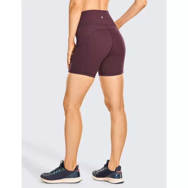 CRZ YOGA Womens Naked Feeling Light Running Shorts 6 Inches  High Waisted Gym Biker Compression Shorts with Pockets6 inches Arctic Plum