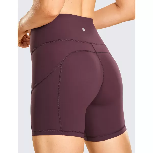 CRZ YOGA Womens Naked Feeling Light Running Shorts 6 Inches  High Waisted Gym Biker Compression Shorts with Pockets6 inches Arctic Plum