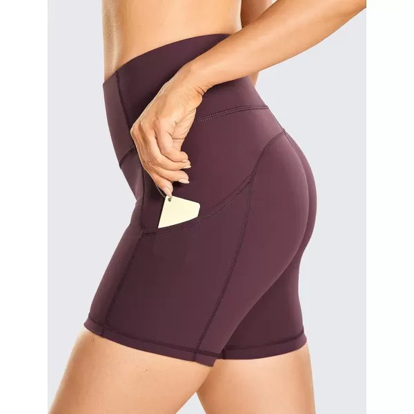 CRZ YOGA Womens Naked Feeling Light Running Shorts 6 Inches  High Waisted Gym Biker Compression Shorts with Pockets6 inches Arctic Plum