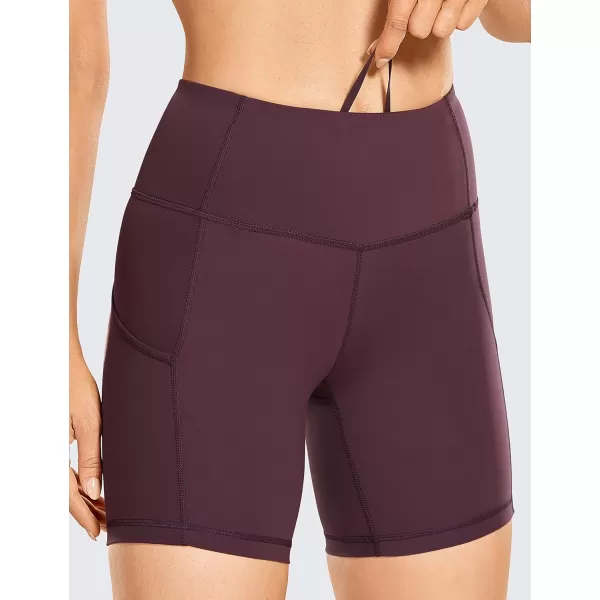 CRZ YOGA Womens Naked Feeling Light Running Shorts 6 Inches  High Waisted Gym Biker Compression Shorts with Pockets6 inches Arctic Plum