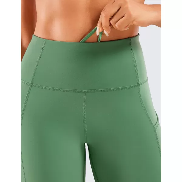 CRZ YOGA Womens Naked Feeling Light Running Shorts 6 Inches  High Waisted Gym Biker Compression Shorts with Pockets6 inches Basil Green