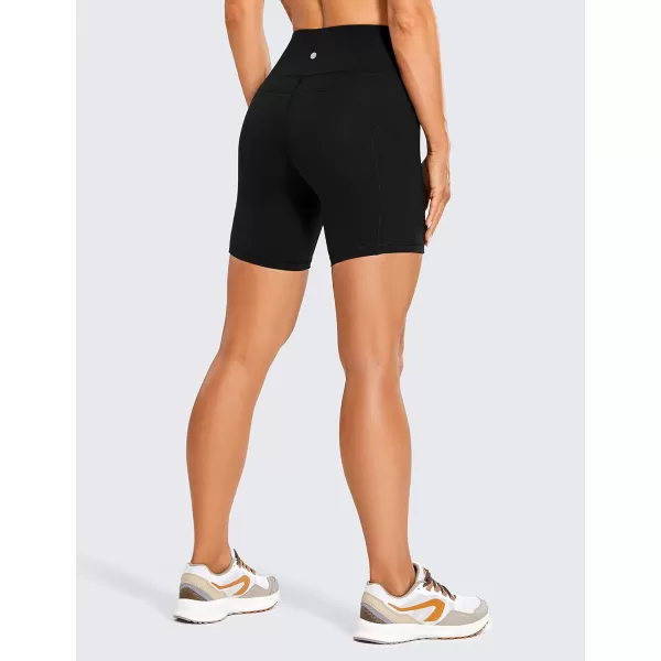 CRZ YOGA Womens Naked Feeling Light Running Shorts 6 Inches  High Waisted Gym Biker Compression Shorts with Pockets6 inches Black