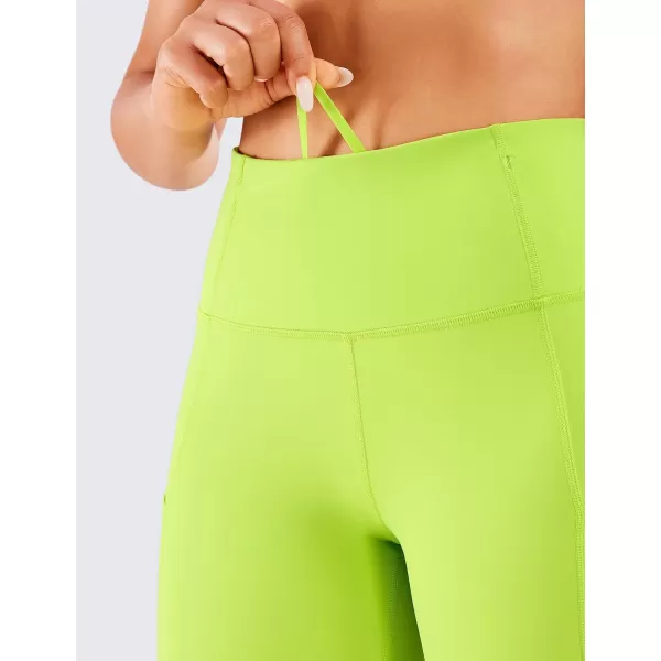 CRZ YOGA Womens Naked Feeling Light Running Shorts 6 Inches  High Waisted Gym Biker Compression Shorts with Pockets6 inches Chartreuse