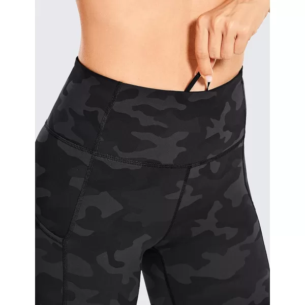 CRZ YOGA Womens Naked Feeling Light Running Shorts 6 Inches  High Waisted Gym Biker Compression Shorts with Pockets6 inches Dark Grey Camouflage