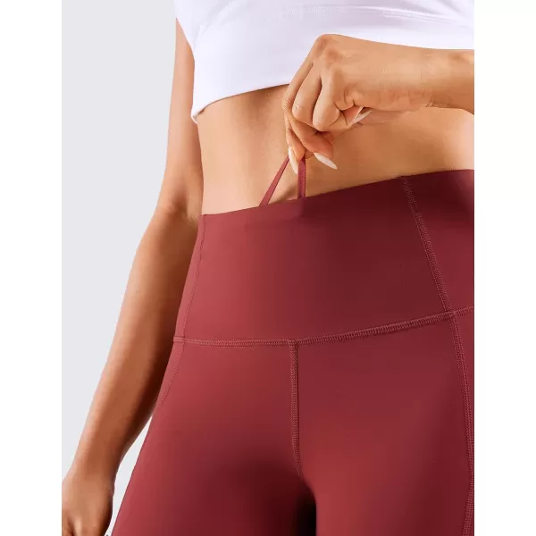 CRZ YOGA Womens Naked Feeling Light Running Shorts 6 Inches  High Waisted Gym Biker Compression Shorts with Pockets6 inches Deep Wine