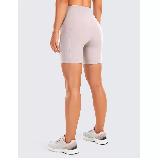 CRZ YOGA Womens Naked Feeling Light Running Shorts 6 Inches  High Waisted Gym Biker Compression Shorts with Pockets6 inches Moonphase