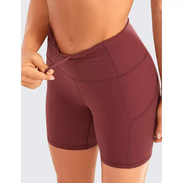 CRZ YOGA Womens Naked Feeling Light Running Shorts 6 Inches  High Waisted Gym Biker Compression Shorts with Pockets6 inches Savannah