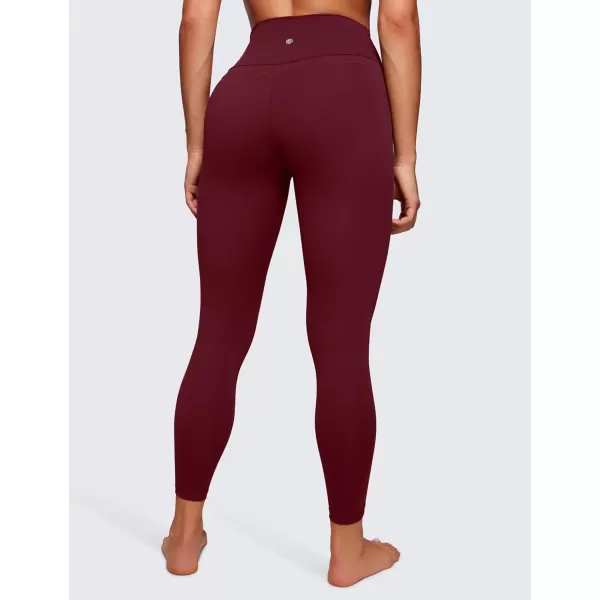 CRZ YOGA Womens Naked Feeling Workout 78 Yoga Leggings  25 Inches High Waist Tight PantsRed Merlot