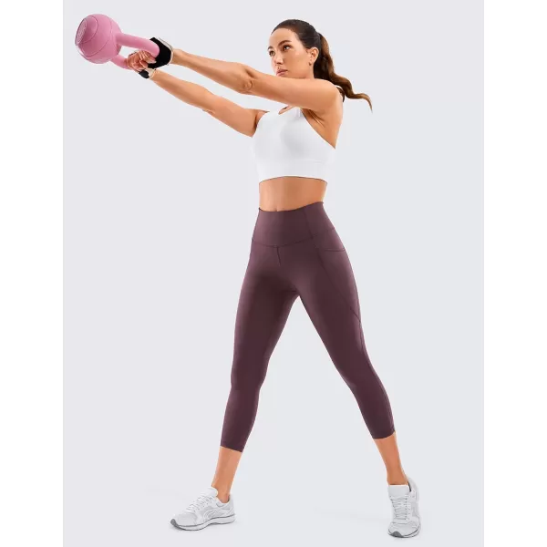 CRZ YOGA Womens Naked Feeling Workout Capris Leggings 21 Inches  High Waisted Gym Tummy Control Yoga Pants with PocketsArctic Plum