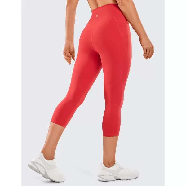 CRZ YOGA Womens Naked Feeling Workout Capris Leggings 21 Inches  High Waisted Gym Tummy Control Yoga Pants with PocketsCrimson