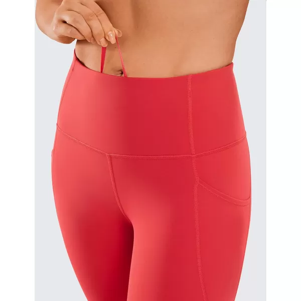 CRZ YOGA Womens Naked Feeling Workout Capris Leggings 21 Inches  High Waisted Gym Tummy Control Yoga Pants with PocketsCrimson
