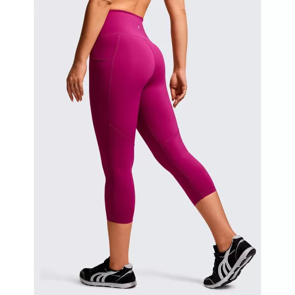 CRZ YOGA Womens Naked Feeling Workout Capris Leggings 21 Inches  High Waisted Gym Tummy Control Yoga Pants with PocketsMagenta Purple