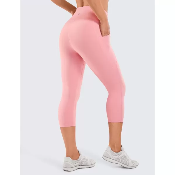 CRZ YOGA Womens Naked Feeling Workout Capris Leggings 21 Inches  High Waisted Gym Tummy Control Yoga Pants with PocketsThe Heartbeat Powder