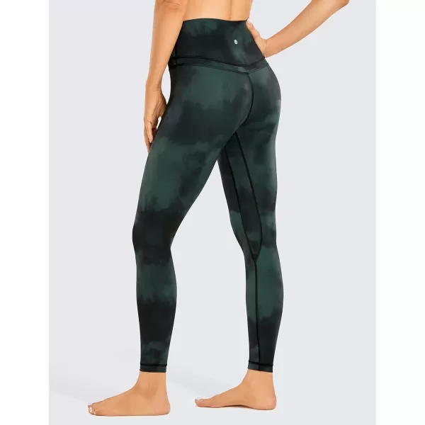 CRZ YOGA Womens Naked Feeling Workout Leggings 25 Inches  78 High Waist Yoga Tight PantsEmerald Green Tiedye Flowers