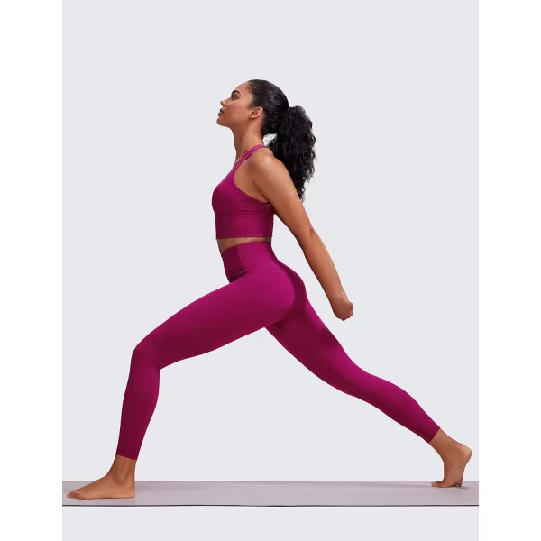 CRZ YOGA Womens Naked Feeling Workout Leggings 25 Inches  78 High Waist Yoga Tight PantsMagenta Purple