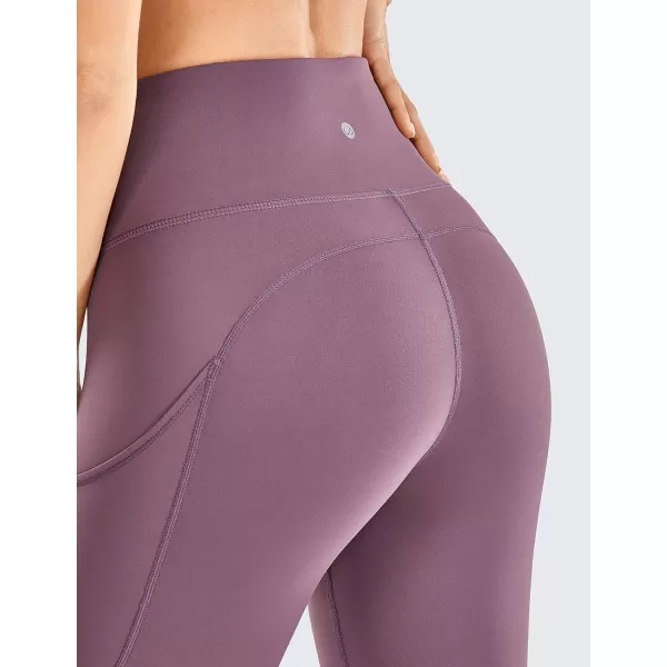 CRZ YOGA Womens Naked Feeling Workout Leggings 25 Inches  High Waisted Yoga Pants with Side Pockets Athletic Running Tights25 inches Antique Bark