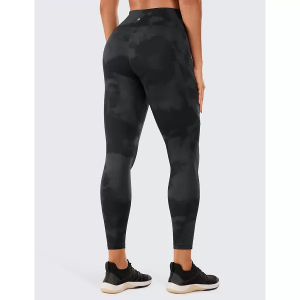 CRZ YOGA Womens Naked Feeling Workout Leggings 25 Inches  High Waisted Yoga Pants with Side Pockets Athletic Running Tights25 inches Black Tie Dye Flowers