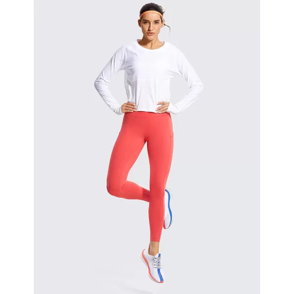 CRZ YOGA Womens Naked Feeling Workout Leggings 25 Inches  High Waisted Yoga Pants with Side Pockets Athletic Running Tights25 inches Brick Rose