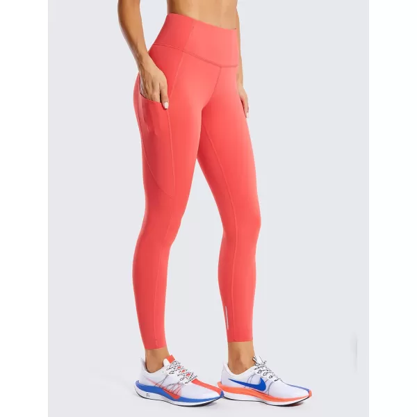 CRZ YOGA Womens Naked Feeling Workout Leggings 25 Inches  High Waisted Yoga Pants with Side Pockets Athletic Running Tights25 inches Brick Rose