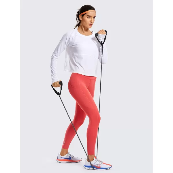 CRZ YOGA Womens Naked Feeling Workout Leggings 25 Inches  High Waisted Yoga Pants with Side Pockets Athletic Running Tights25 inches Brick Rose
