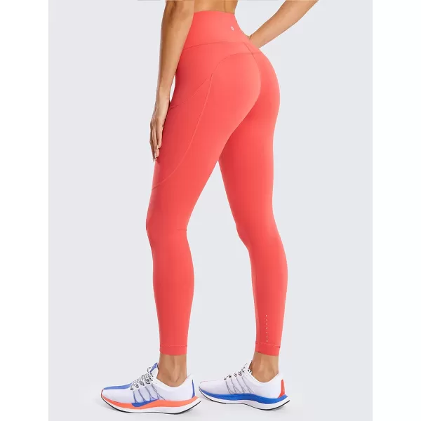 CRZ YOGA Womens Naked Feeling Workout Leggings 25 Inches  High Waisted Yoga Pants with Side Pockets Athletic Running Tights25 inches Brick Rose