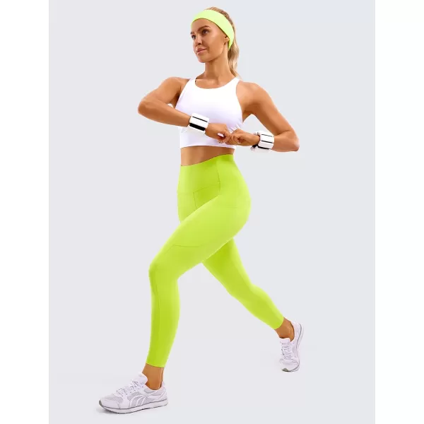 CRZ YOGA Womens Naked Feeling Workout Leggings 25 Inches  High Waisted Yoga Pants with Side Pockets Athletic Running Tights25 inches Chartreuse