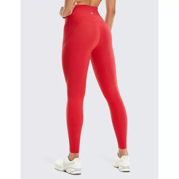 CRZ YOGA Womens Naked Feeling Workout Leggings 25 Inches  High Waisted Yoga Pants with Side Pockets Athletic Running Tights25 inches Crimson