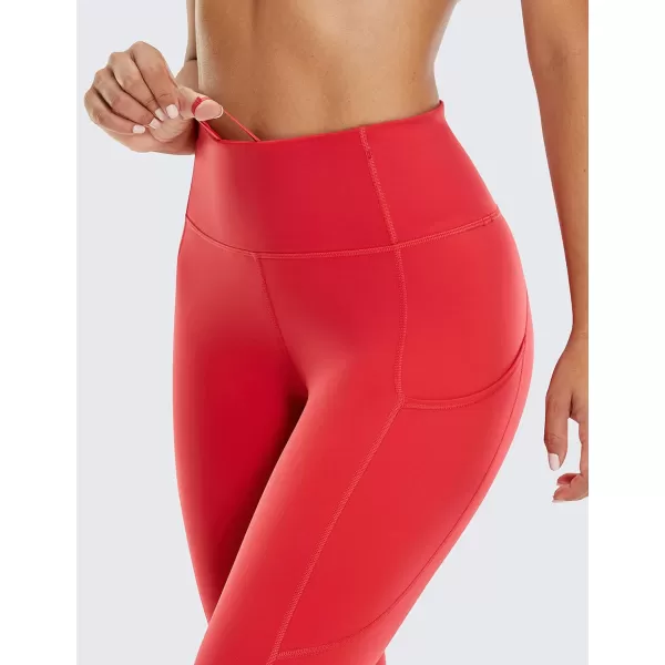 CRZ YOGA Womens Naked Feeling Workout Leggings 25 Inches  High Waisted Yoga Pants with Side Pockets Athletic Running Tights25 inches Crimson