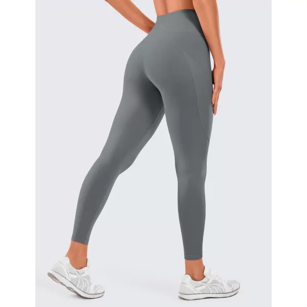 CRZ YOGA Womens Naked Feeling Workout Leggings 25 Inches  High Waisted Yoga Pants with Side Pockets Athletic Running Tights25 inches Dark Carbon