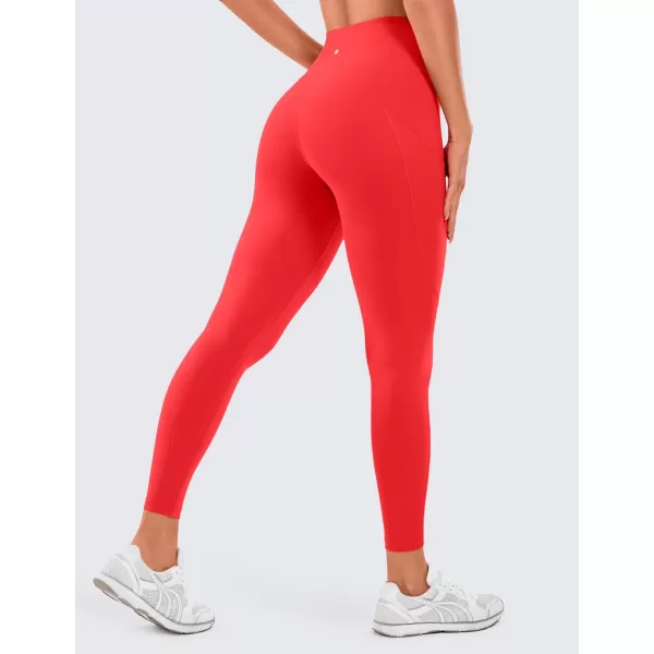 CRZ YOGA Womens Naked Feeling Workout Leggings 25 Inches  High Waisted Yoga Pants with Side Pockets Athletic Running Tights25 inches Deep Red