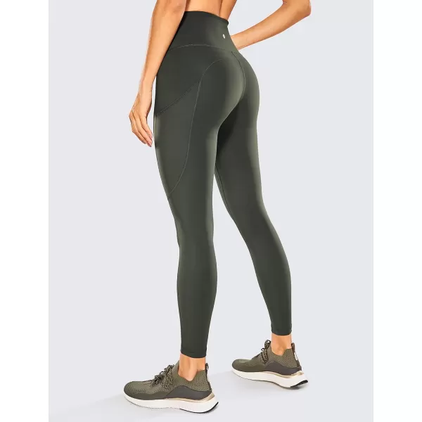 CRZ YOGA Womens Naked Feeling Workout Leggings 25 Inches  High Waisted Yoga Pants with Side Pockets Athletic Running Tights25 inches Grey Olive