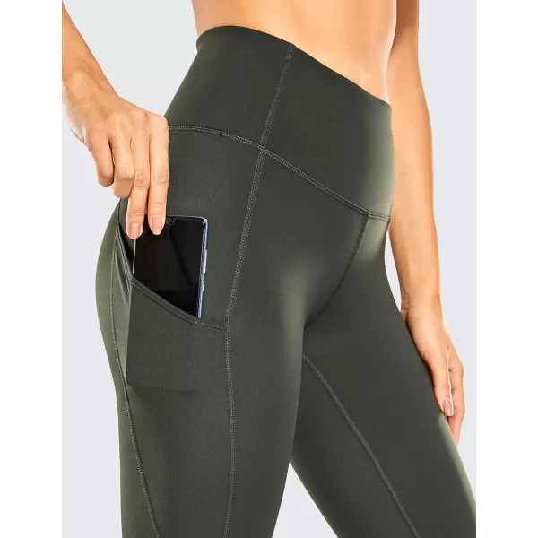 CRZ YOGA Womens Naked Feeling Workout Leggings 25 Inches  High Waisted Yoga Pants with Side Pockets Athletic Running Tights25 inches Grey Olive