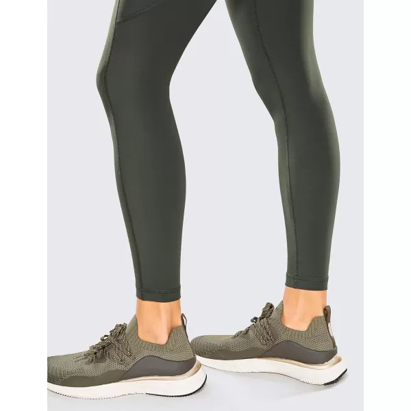 CRZ YOGA Womens Naked Feeling Workout Leggings 25 Inches  High Waisted Yoga Pants with Side Pockets Athletic Running Tights25 inches Grey Olive