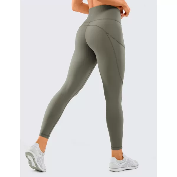 CRZ YOGA Womens Naked Feeling Workout Leggings 25 Inches  High Waisted Yoga Pants with Side Pockets Athletic Running Tights25 inches Light Army Green