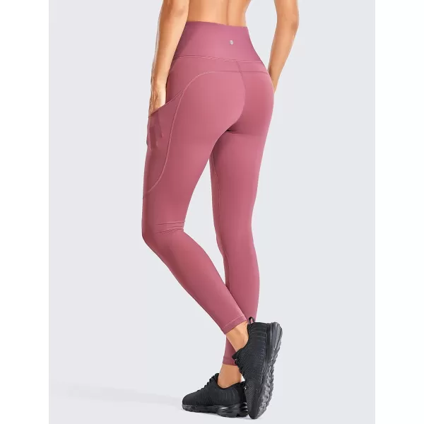 CRZ YOGA Womens Naked Feeling Workout Leggings 25 Inches  High Waisted Yoga Pants with Side Pockets Athletic Running Tights25 inches Misty Merlot