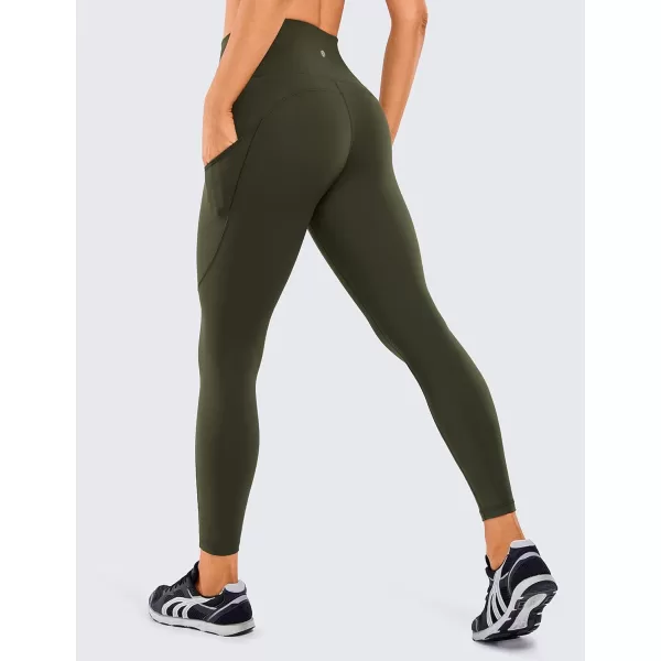 CRZ YOGA Womens Naked Feeling Workout Leggings 25 Inches  High Waisted Yoga Pants with Side Pockets Athletic Running Tights25 inches Olive Green