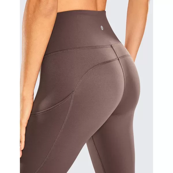 CRZ YOGA Womens Naked Feeling Workout Leggings 25 Inches  High Waisted Yoga Pants with Side Pockets Athletic Running Tights25 inches Purple Taupe