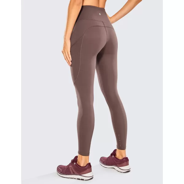 CRZ YOGA Womens Naked Feeling Workout Leggings 25 Inches  High Waisted Yoga Pants with Side Pockets Athletic Running Tights25 inches Purple Taupe