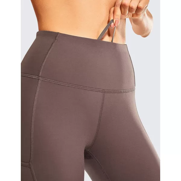 CRZ YOGA Womens Naked Feeling Workout Leggings 25 Inches  High Waisted Yoga Pants with Side Pockets Athletic Running Tights25 inches Purple Taupe