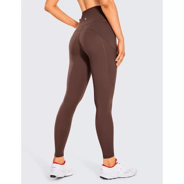 CRZ YOGA Womens Naked Feeling Workout Leggings 25 Inches  High Waisted Yoga Pants with Side Pockets Athletic Running Tights25 inches Taupe