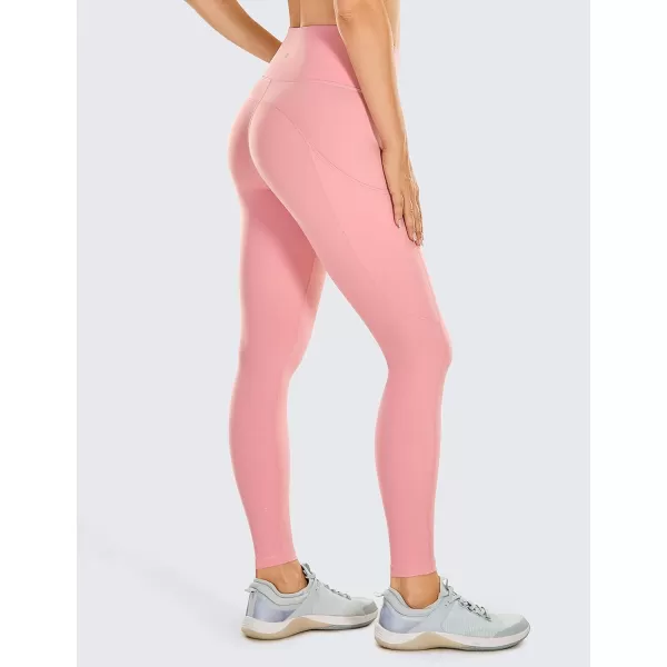 CRZ YOGA Womens Naked Feeling Workout Leggings 25 Inches  High Waisted Yoga Pants with Side Pockets Athletic Running Tights25 inches The Heartbeat Pink